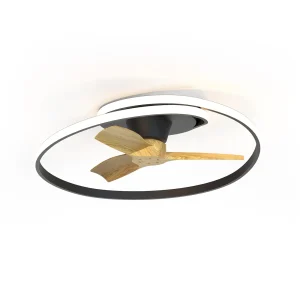 Ventilador de techo Mantra Ocean Negro Madera clara Luz LED 78 cm