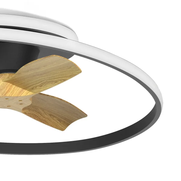 Ventilador de techo Mantra Ocean Negro Madera clara Luz LED 78 cm