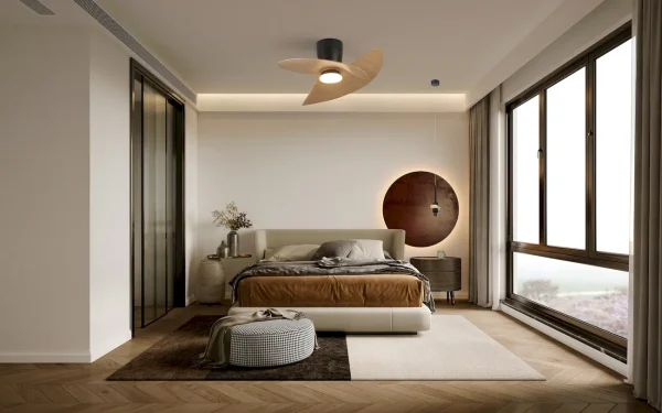 Ventilador de techo Mantra Ona Negro Madera Luz LED 70 cm
