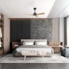 Ventilador de techo Mantra Thai Negro Madera clara Luz LED 122 cm