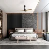 Ventilador de techo Mantra Thai Negro Madera clara Luz LED 122 cm