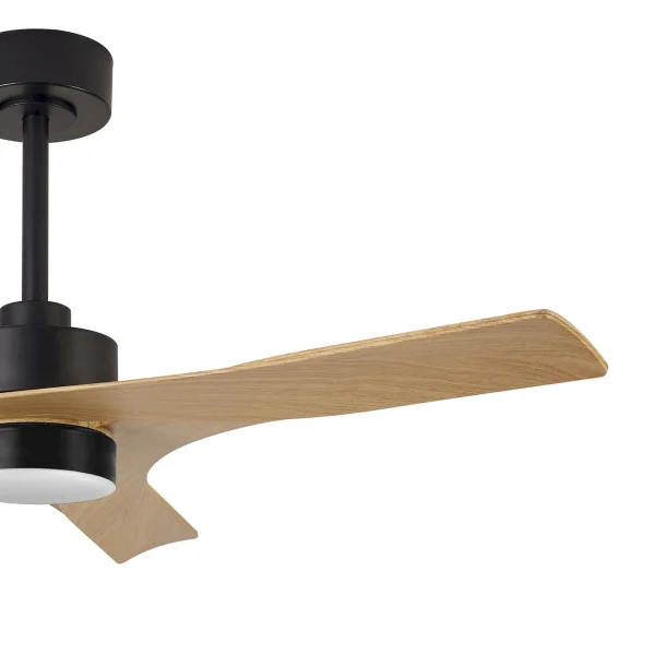 Ventilador de techo Mantra Thai Negro Madera clara Luz LED 122 cm