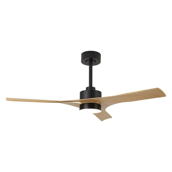 Ventilador de techo Mantra Thai Negro Madera clara Luz LED 122 cm