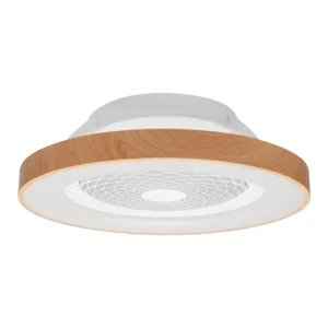 Ventilador Mantra Tibet Blanco y madera Transparentes Luz LED 65 cm