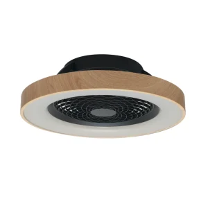 Ventilador Mantra Tibet Negro y madera Transparentes Luz LED 65 cm