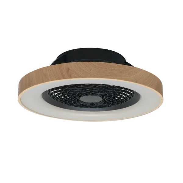 Ventilador Mantra Tibet Negro y madera Transparentes Luz LED 65 cm