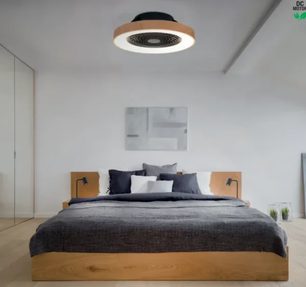 Ventilador Mantra Tibet Negro y madera Transparentes Luz LED 65 cm