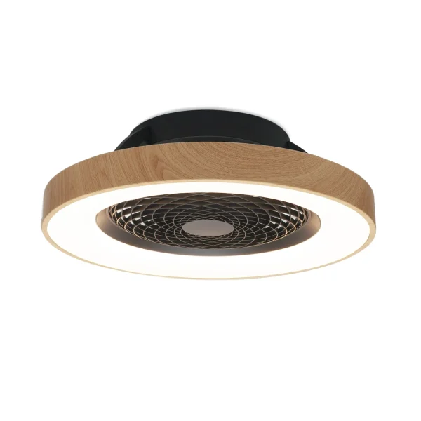 Ventilador Mantra Tibet Negro y madera Transparentes Luz LED 65 cm
