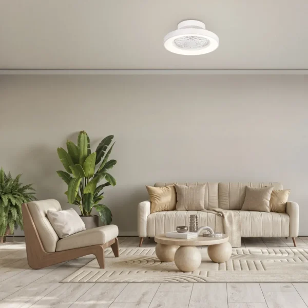 Ventilador Mantra Tibet MINI Blanco Transparentes Luz LED 53 cm