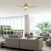 Ventilador Mantra Ushuaia Blanco Madera clara Luz LED 133,5 cm