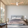 Ventilador Mimax Celestine blanco madera luz LED 132 cm