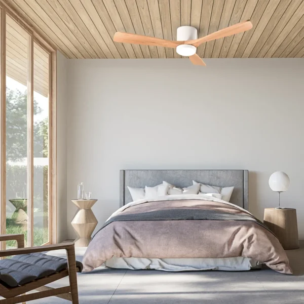Ventilador Mimax Celestine blanco madera luz LED 132 cm