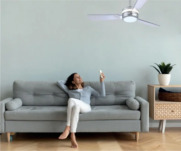 Ventilador de techo Mimax Garbi Plata Transparente LED 127 cm