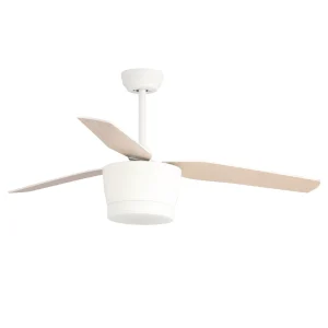 Ventilador de techo Mimax Levanto blanco madera LED 132 cm