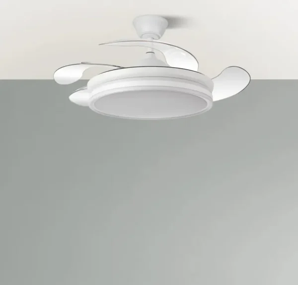 Ventilador retráctil Abrila Bayomo blanco luz LED 50-107 cm