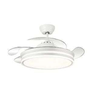 Ventilador retráctil Abrila Bayomo blanco luz LED 50-107 cm