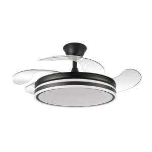 Ventilador retráctil Abrila Bayomo negro luz LED 50-107 cm