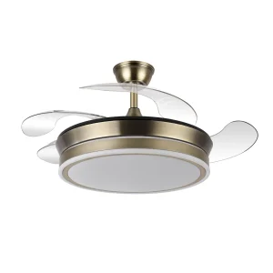Ventilador retráctil Abrila Bayomo Mini cuero luz LED 40-91 cm