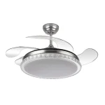 Ventilador retráctil Abrila Biliku níquel luz LED 50-107 cm