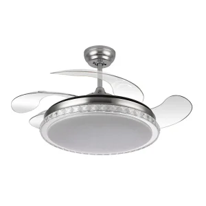 Ventilador retráctil Abrila Biliku níquel luz LED 50-107 cm