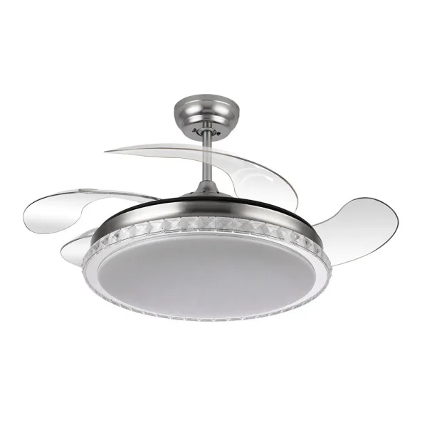 Ventilador retráctil Abrila Biliku níquel luz LED 50-107 cm