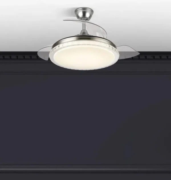 Ventilador retráctil Abrila Biliku níquel luz LED 50-107 cm