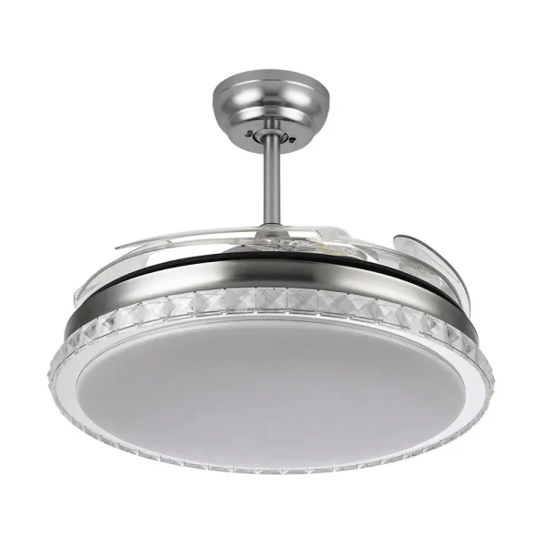 Ventilador retráctil Abrila Biliku níquel luz LED 50-107 cm