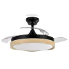 Ventilador retráctil Abrila Blondi negro madera luz LED 49-107 cm