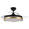 Ventilador retráctil Abrila Blondi negro Oro luz LED 49-107 cm