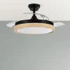 Ventilador retráctil Abrila Blondi negro madera luz LED 49-107 cm
