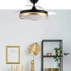 Ventilador retráctil Abrila Blondi negro Oro luz LED 49-107 cm
