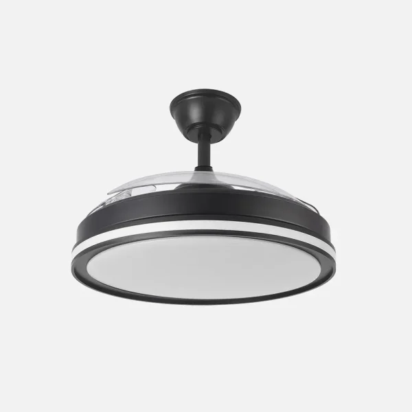 Ventilador retráctil Abrila Cacique negro luz LED 50-107 cm