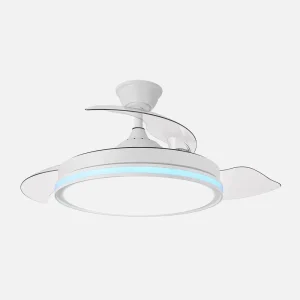 Ventilador retráctil Abrila Cacique blanco luz LED 50-107 cm