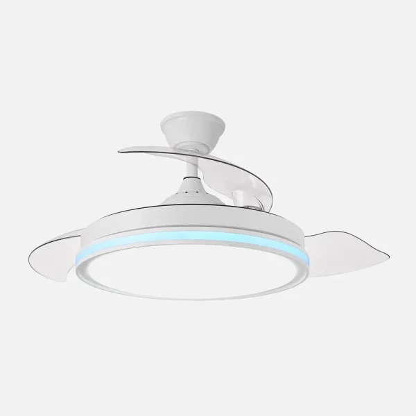Ventilador retráctil Abrila Cacique blanco luz LED 50-107 cm