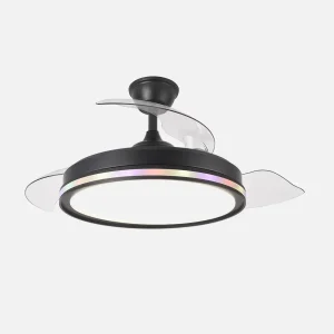 Ventilador retráctil Abrila Cacique negro luz LED 50-107 cm