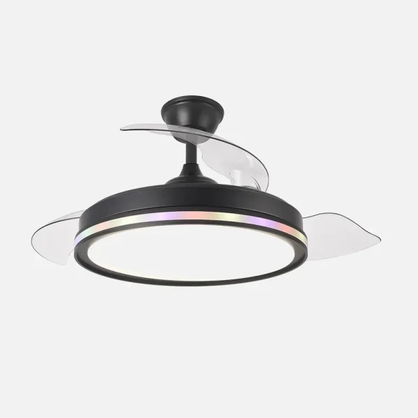 Ventilador retráctil Abrila Cacique negro luz LED 50-107 cm