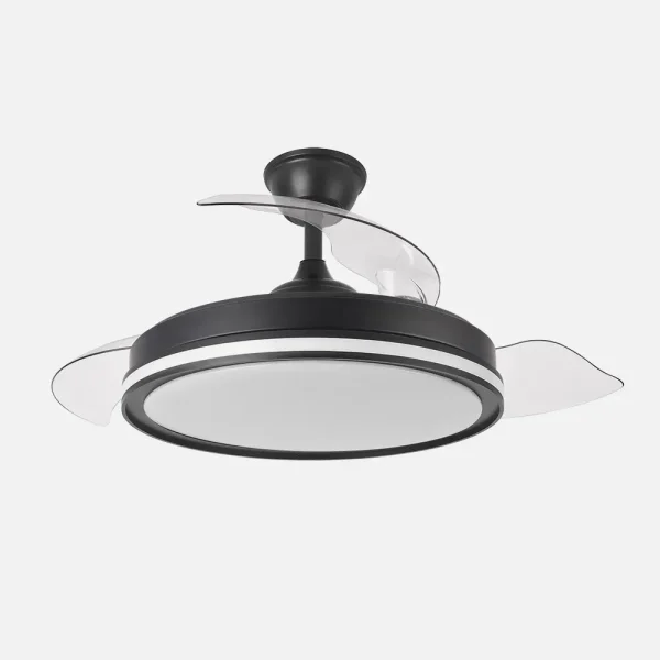 Ventilador retráctil Abrila Cacique negro luz LED 50-107 cm