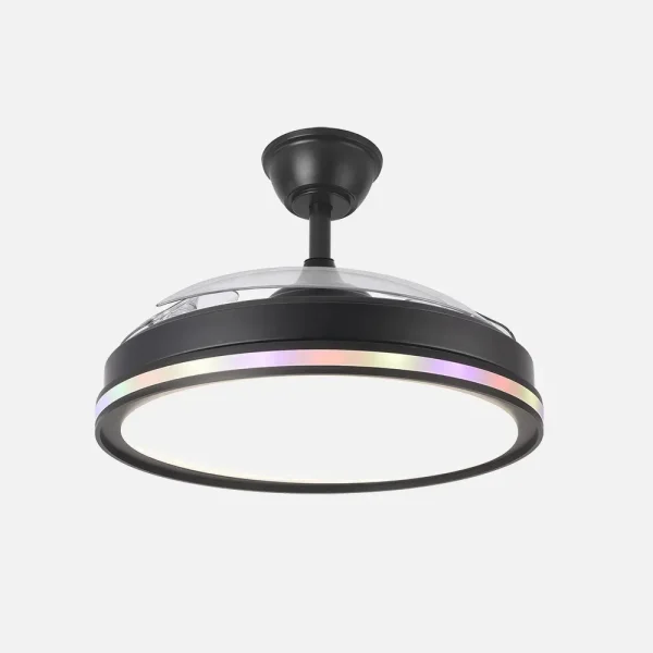 Ventilador retráctil Abrila Cacique negro luz LED 50-107 cm