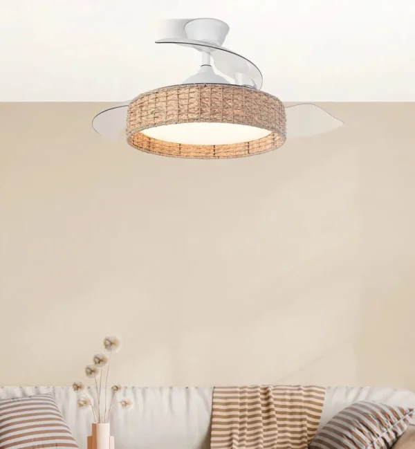 Ventilador retráctil Abrila Canario blanco luz LED 50-107 cm