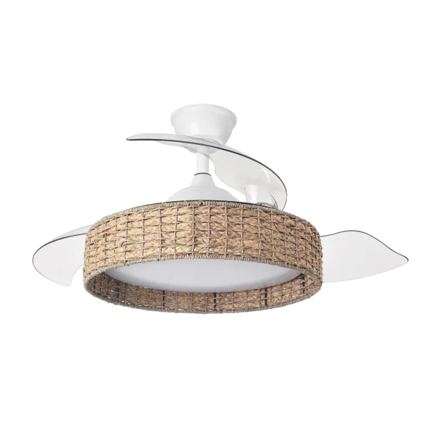 Ventilador retráctil Abrila Canario blanco luz LED 50-107 cm