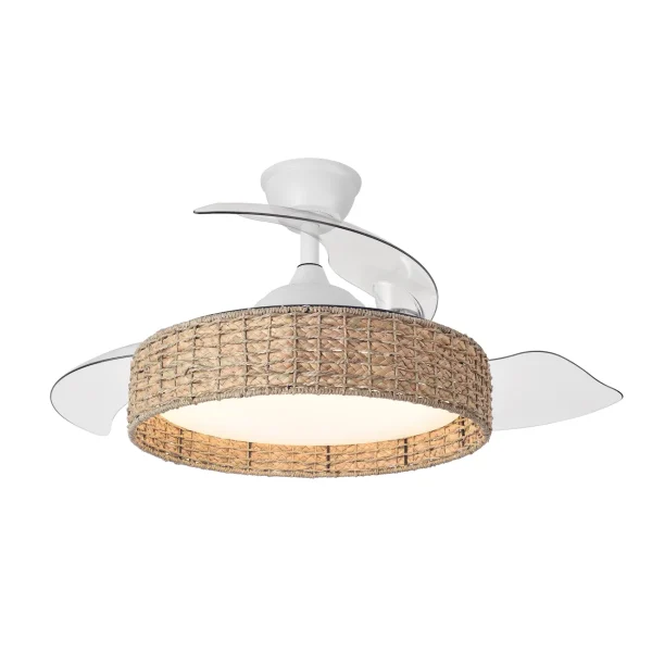 Ventilador retráctil Abrila Canario blanco luz LED 50-107 cm