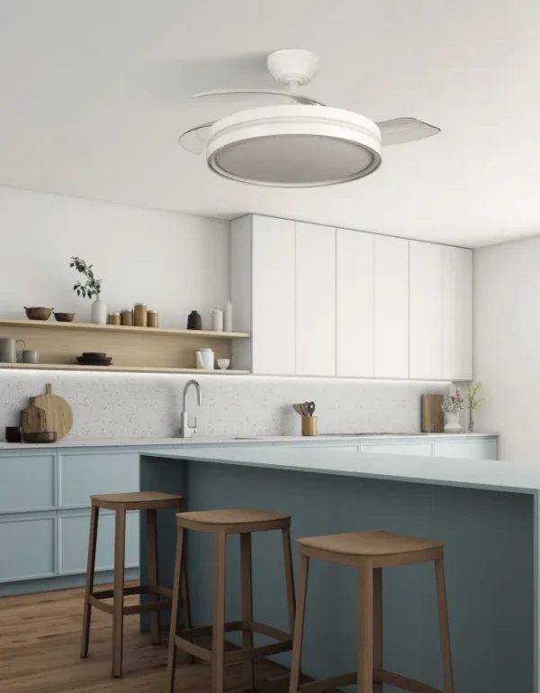 Ventilador retráctil Abrila Capitan blanco luz LED 48-107 cm