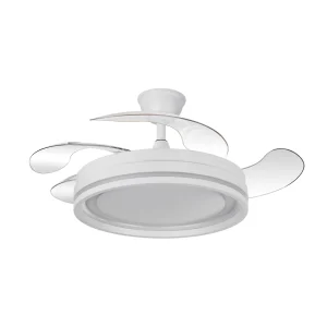 Ventilador retráctil Abrila Cerrato blanco luz LED 50-107 cm