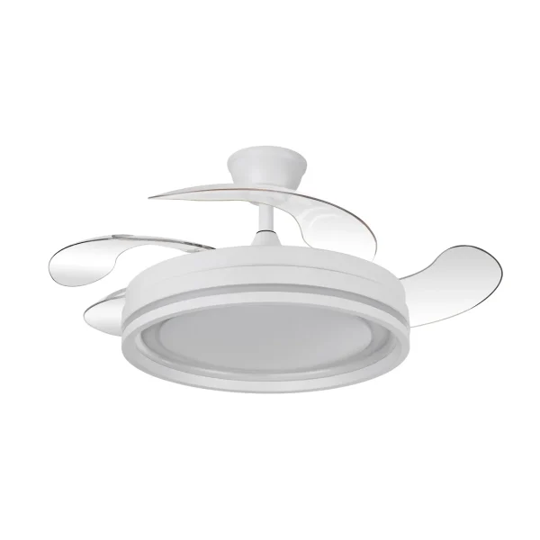Ventilador retráctil Abrila Cerrato blanco luz LED 50-107 cm