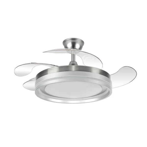Ventilador retráctil Abrila Cerrato níquel gris luz LED 50-107 cm
