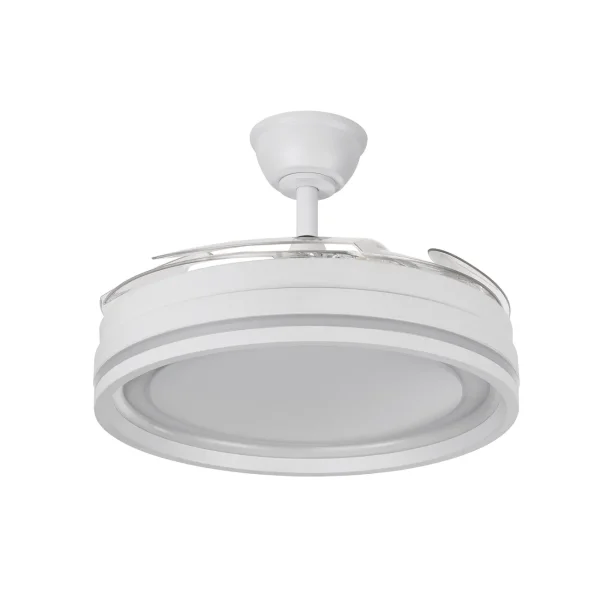 Ventilador retráctil Abrila Cerrato blanco luz LED 50-107 cm
