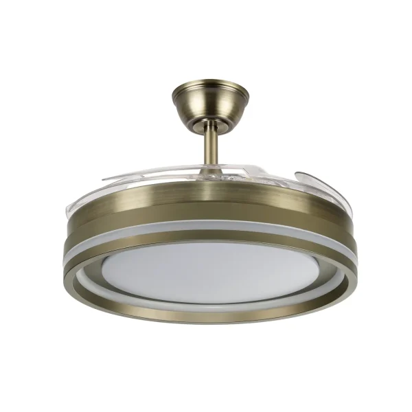 Ventilador retráctil Abrila Cerrato cuero luz LED 50-107 cm