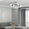 Ventilador retráctil Abrila Cerrato níquel gris luz LED 50-107 cm