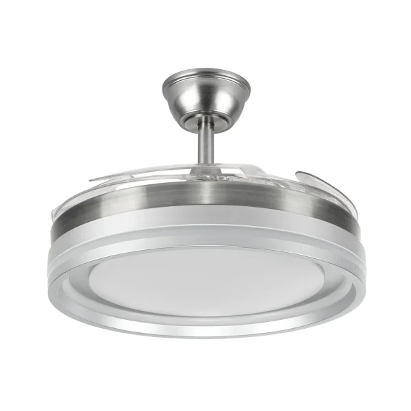 Ventilador retráctil Abrila Cerrato níquel gris luz LED 50-107 cm