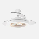 Ventilador retráctil Abrila Cupido blanco madera luz LED 50-107 cm